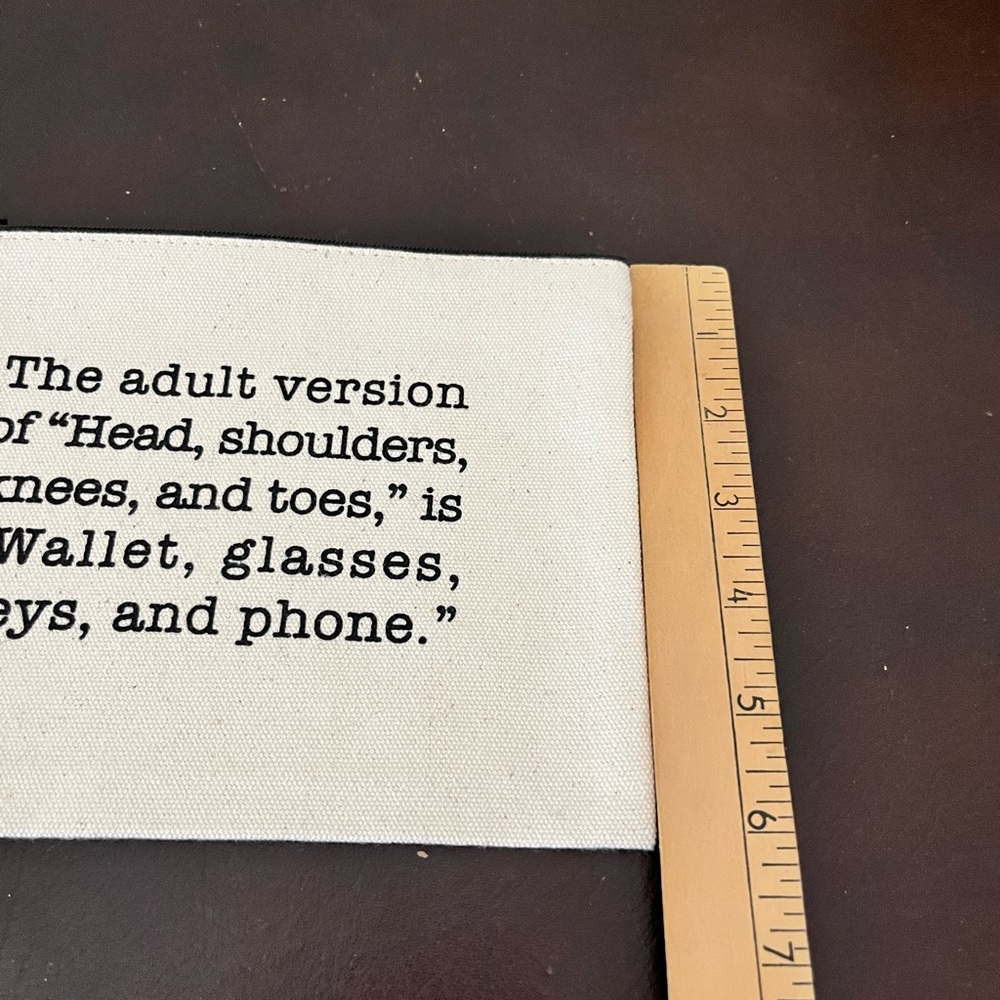 NWT White Canvas Pouch with Quote - Picture 4 of 7
